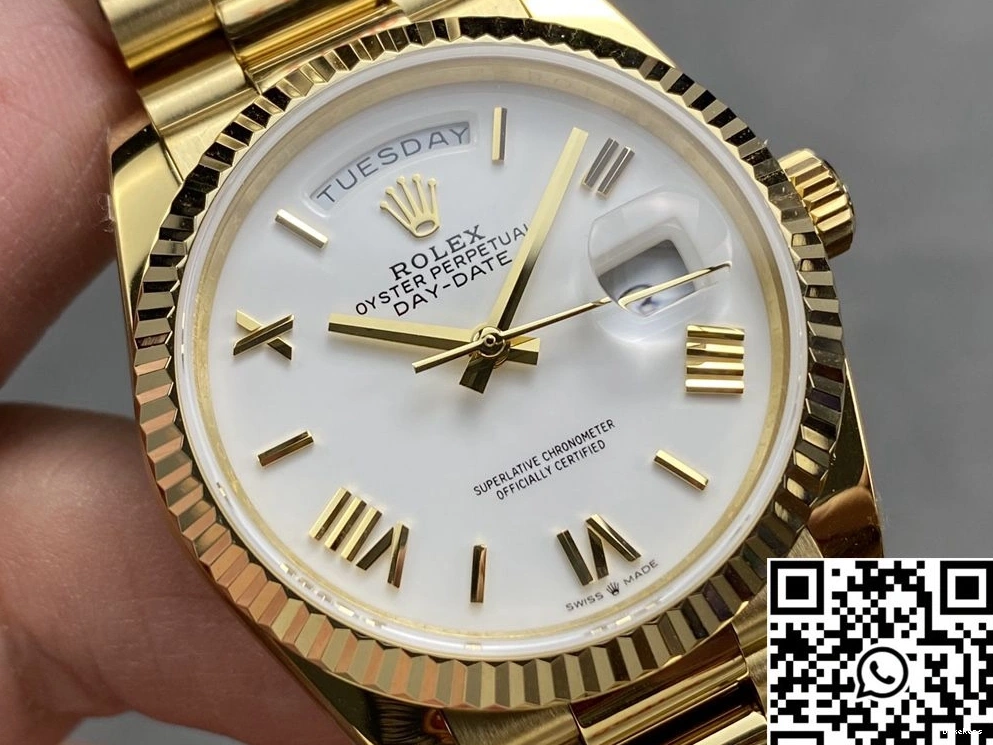 Day Steel 36mm QF Dial Tungsten Yellow v5 Gold Rolex Factory Date White M128238-0113 0130